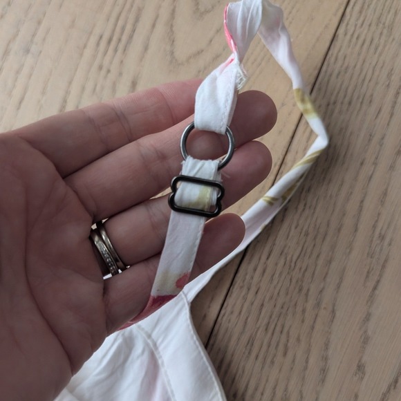 Garage White Pink Floral Mini Dress Smocked Back Cutout Sundress Medium - Picture 9 of 9